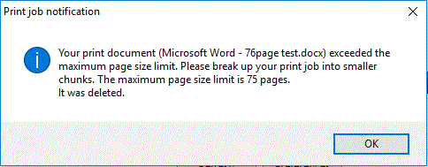 over page limit message