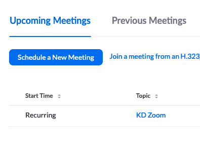 Zoom - Schedule new meeting