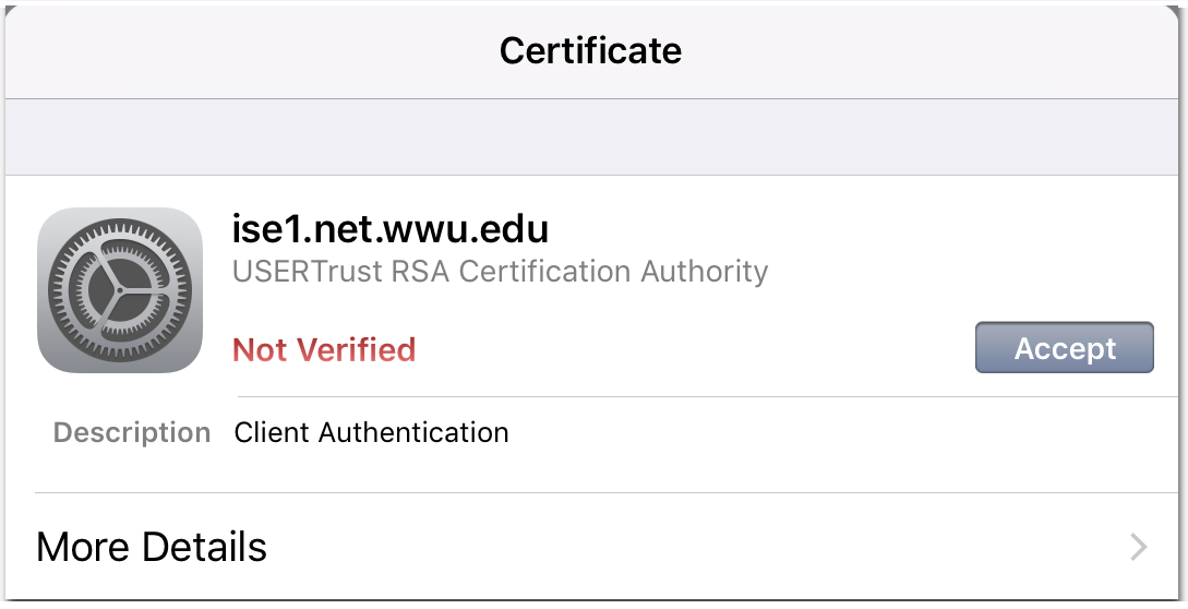 Tap or click to accept the certificate