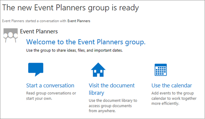 Sample Welcome Message When Creating an Office 365 Group
