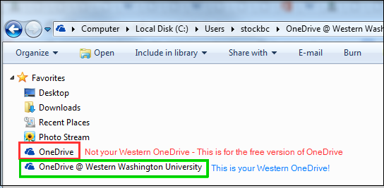 The correct drive name is One Drive at Western Washington University. 