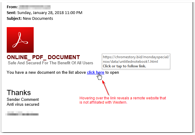 Phishing Example: New Documents