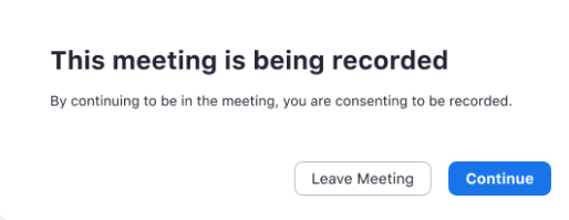 "This Meeting is Being Recorded" notification. 