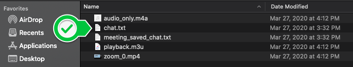 a file called chat.txt is saved in a list of files.