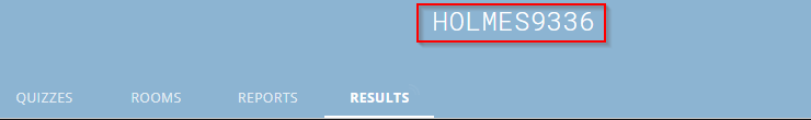 The top of the Socrative's screen, with a room code highlighted.