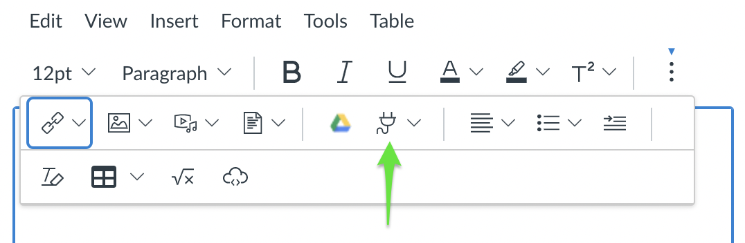 Canvas text entry box. The plug-in icon is highlighted.
