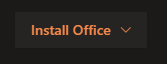 Install Office menu. Black background with orange text.