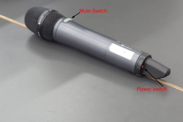 view of wireless handheld microphone