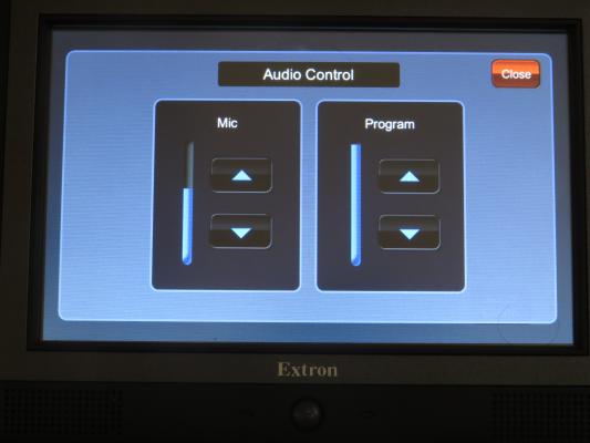 view of audio controls on touch panel 
