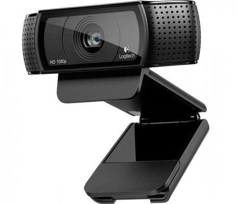 Image of webcam shows the camera is capable of sitting on top of computer and uses attached, fold out stand to 